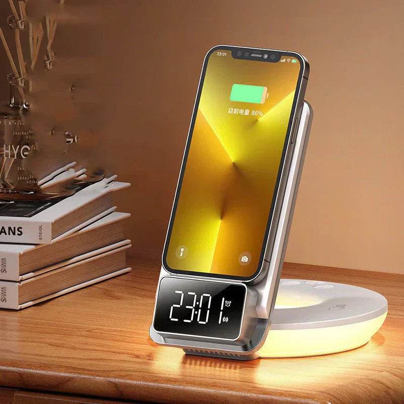 multifunctional 15w wireless charger foldable desktop stand with night light