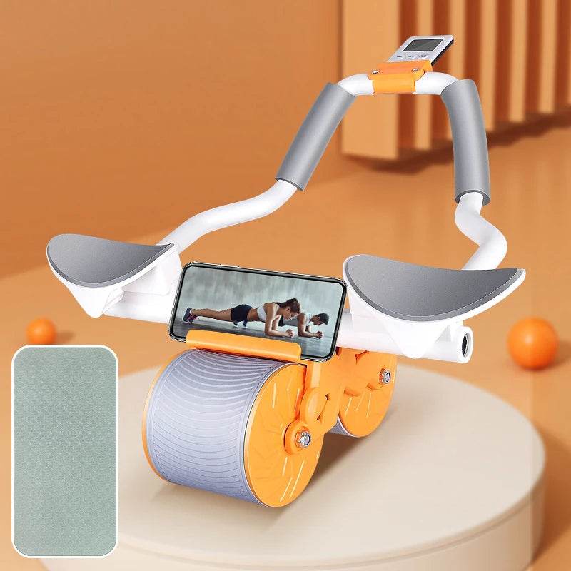 automatic rebound abs wheel trainer with counter display fitness exercise