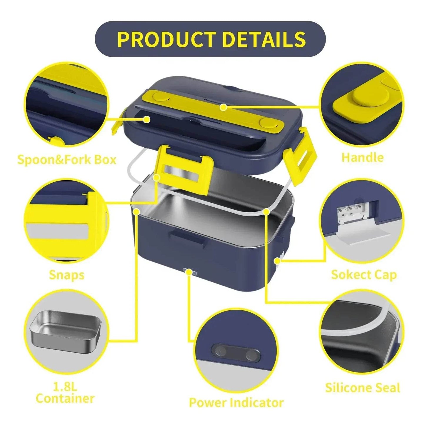 portable electric stainless steel lunch box food heater