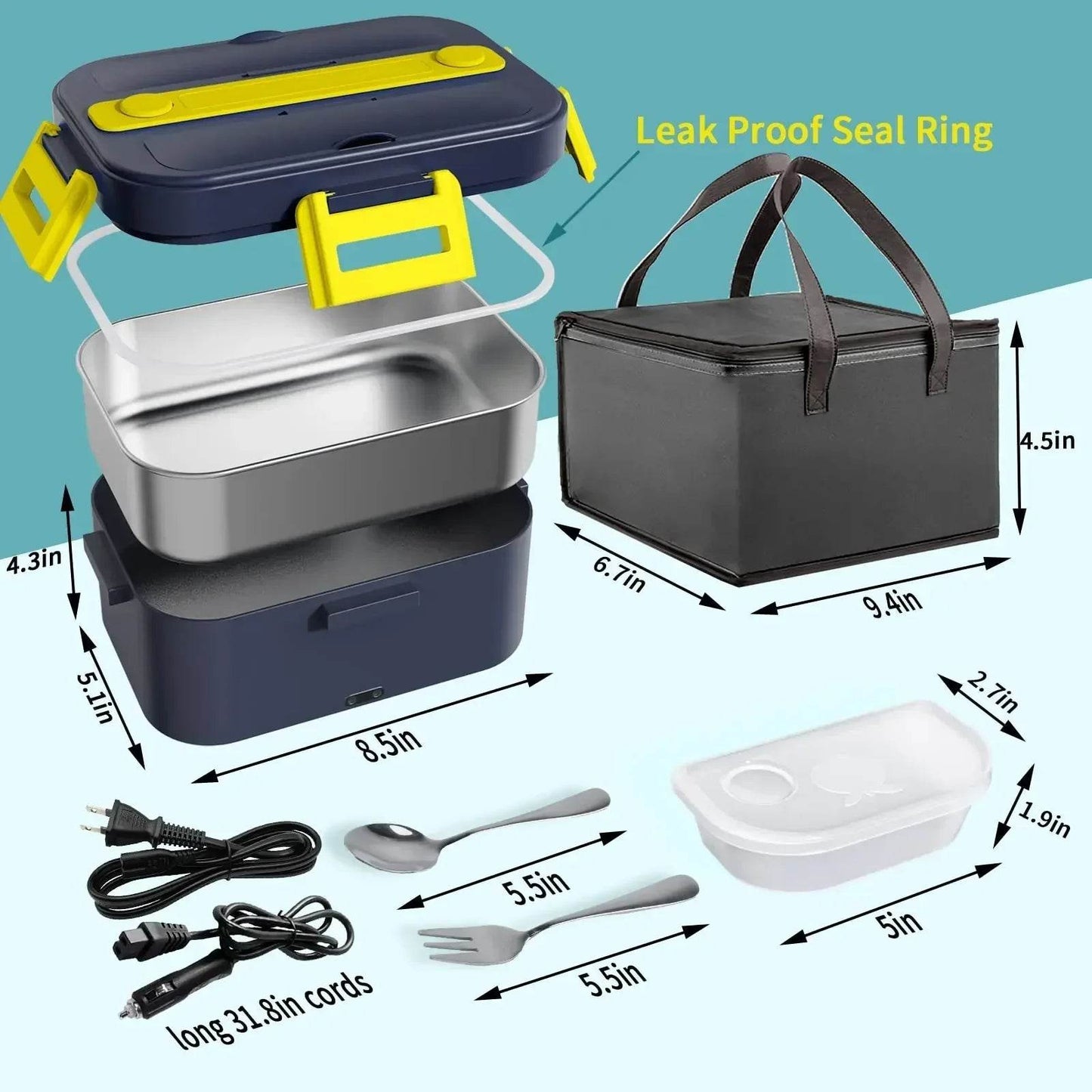 portable electric stainless steel lunch box food heater