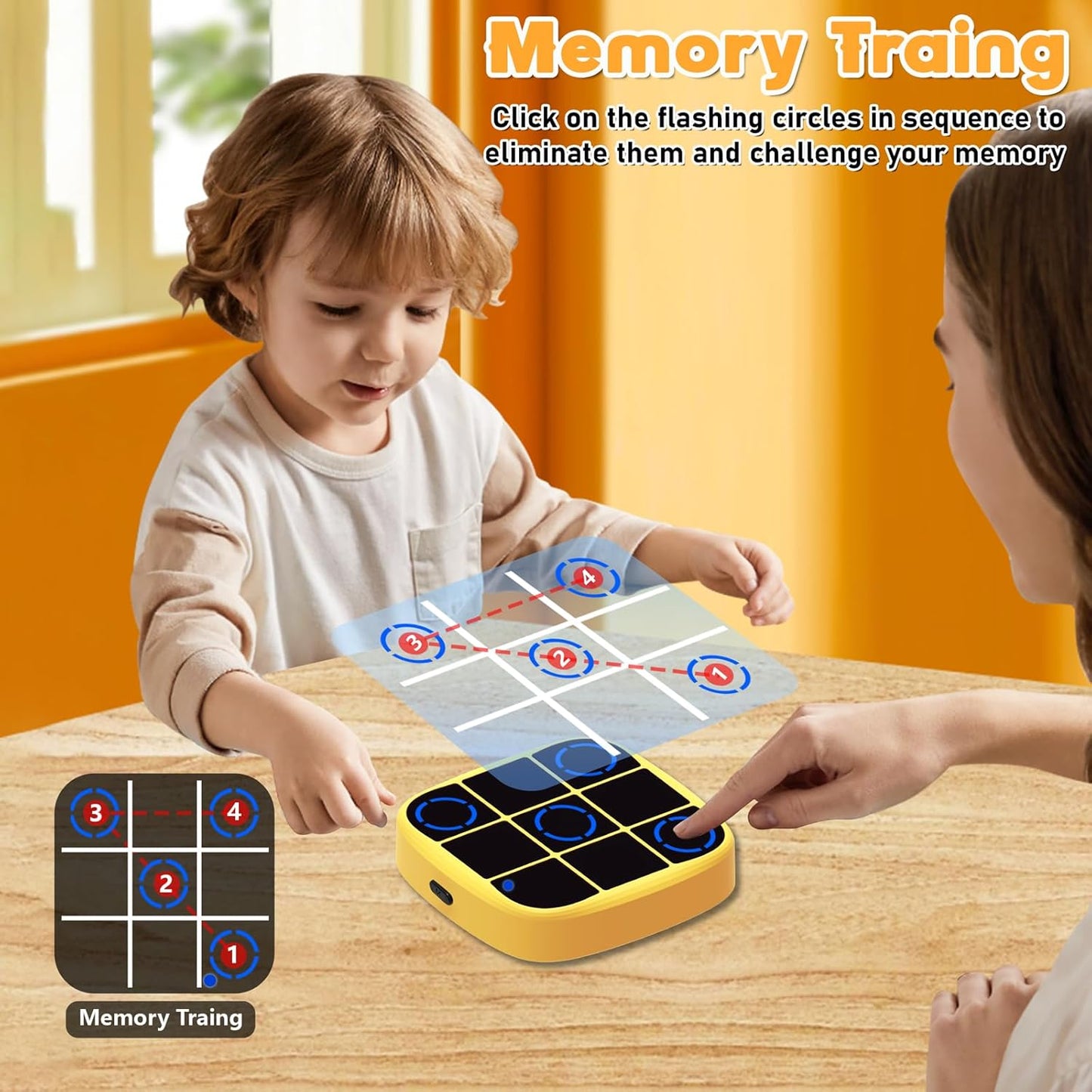 electronic tic tac toe handheld game console – fun & safe puzzle toy for kids | portable brain game for ages 4+