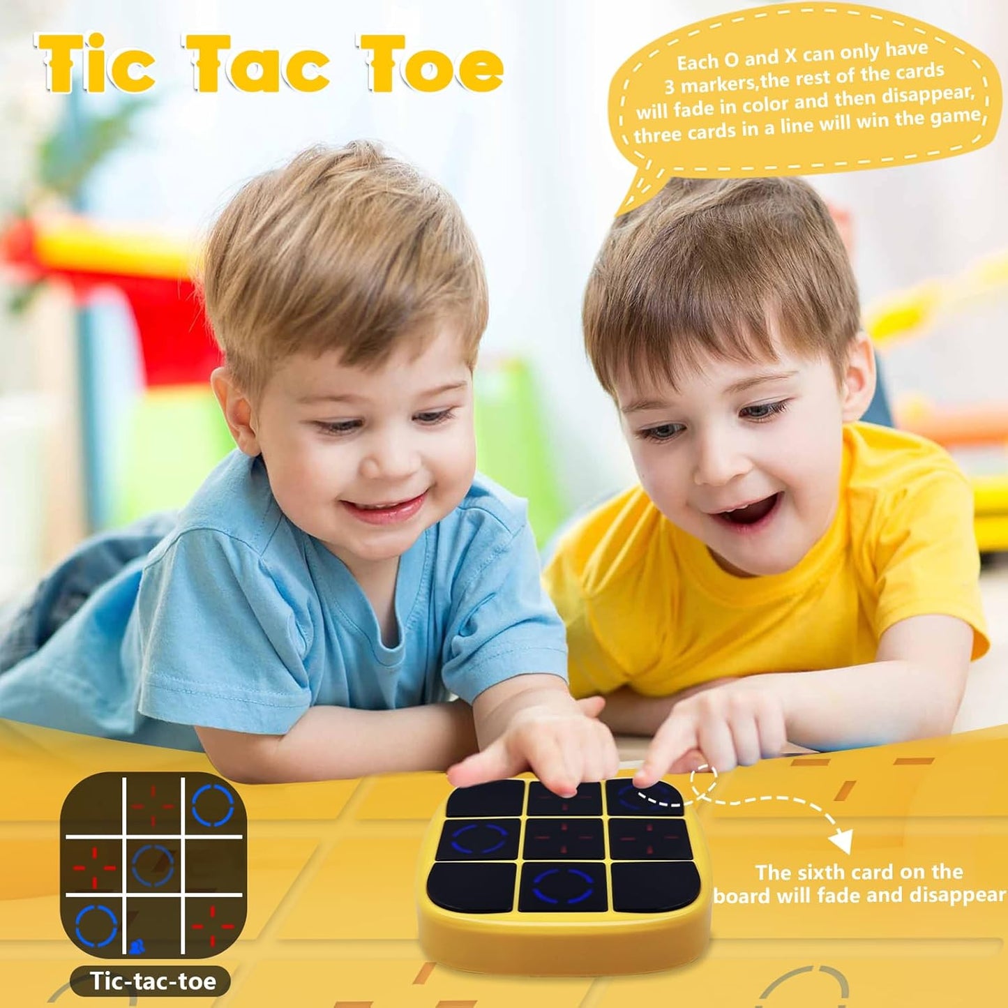 electronic tic tac toe handheld game console – fun & safe puzzle toy for kids | portable brain game for ages 4+
