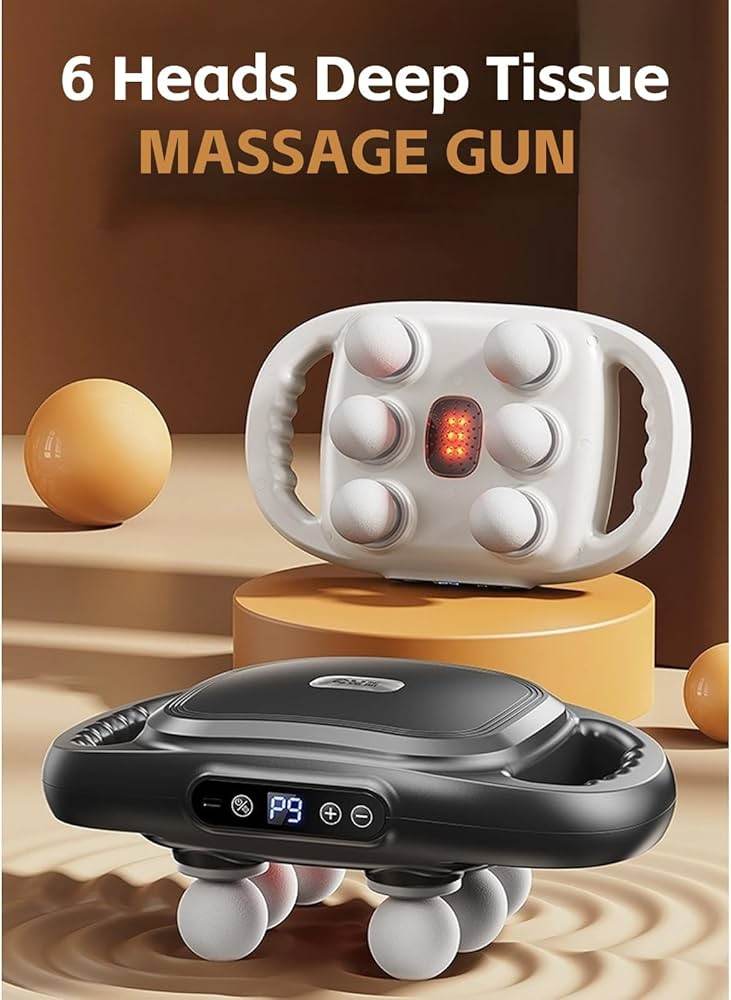 deep tissue massage gun 6 heads massager with 20 levels 6 massage modes for back neck leg full body muscle pain relief massager