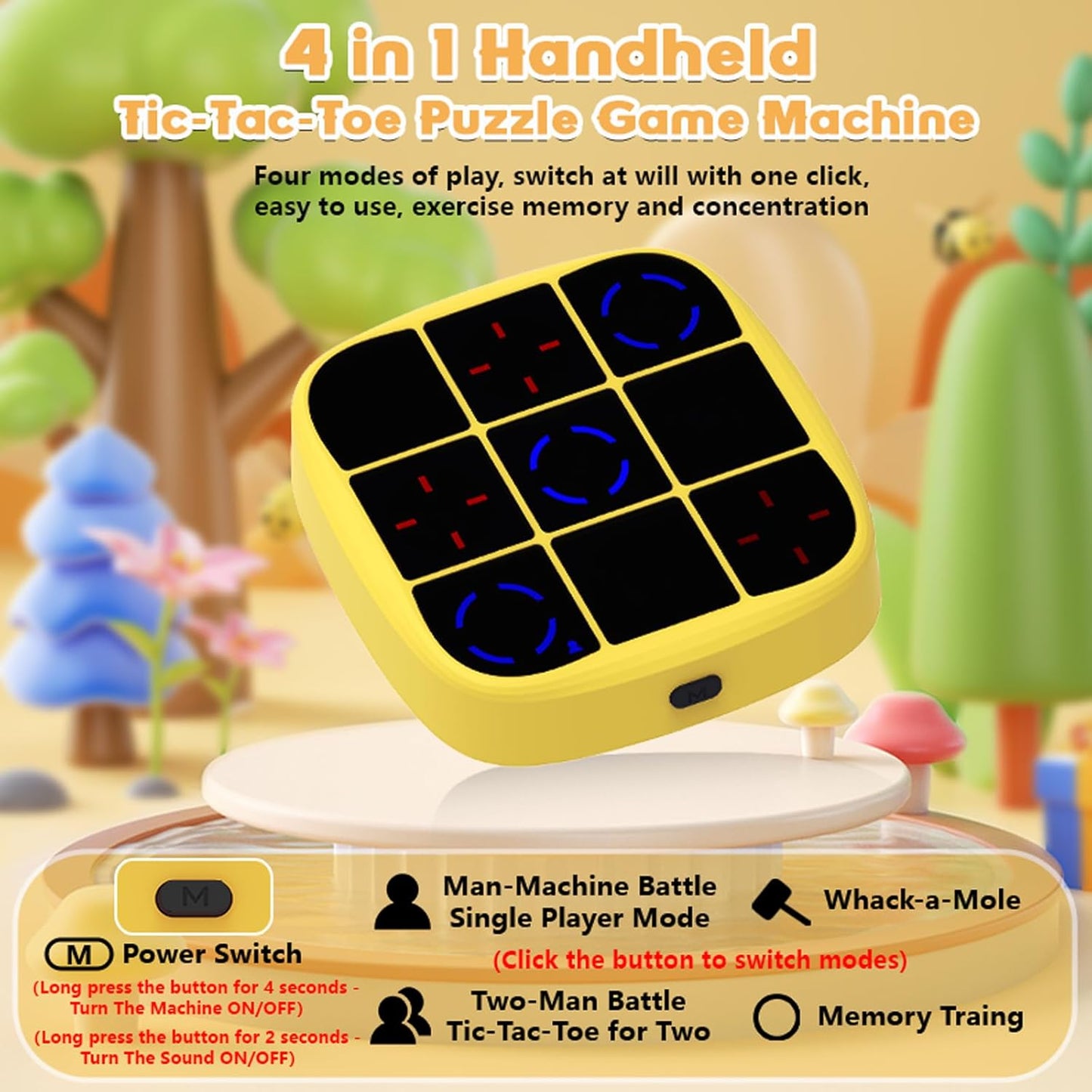 electronic tic tac toe handheld game console – fun & safe puzzle toy for kids | portable brain game for ages 4+