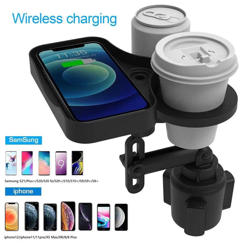 car cup holder with wireless charging