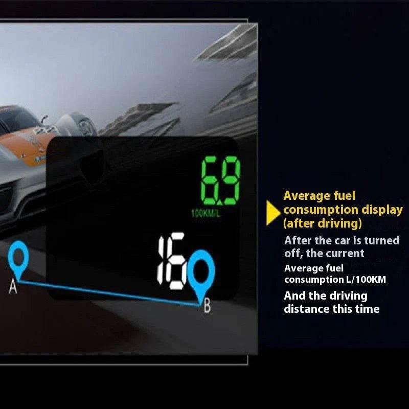 car mounted hud head up display fuel consumption voltage projector