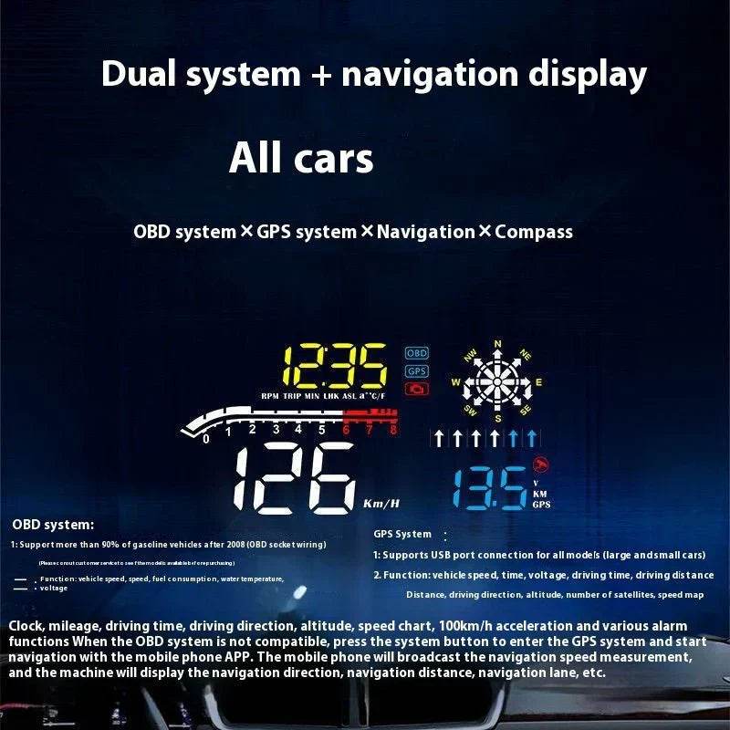 car mounted hud head up display fuel consumption voltage projector