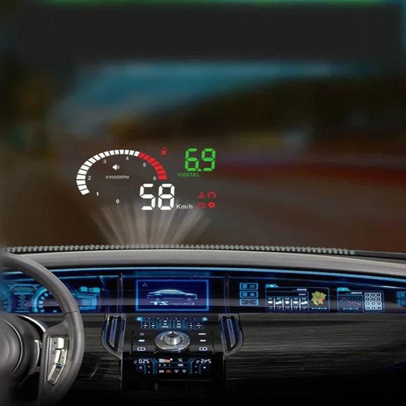 car mounted hud head up display fuel consumption voltage projector