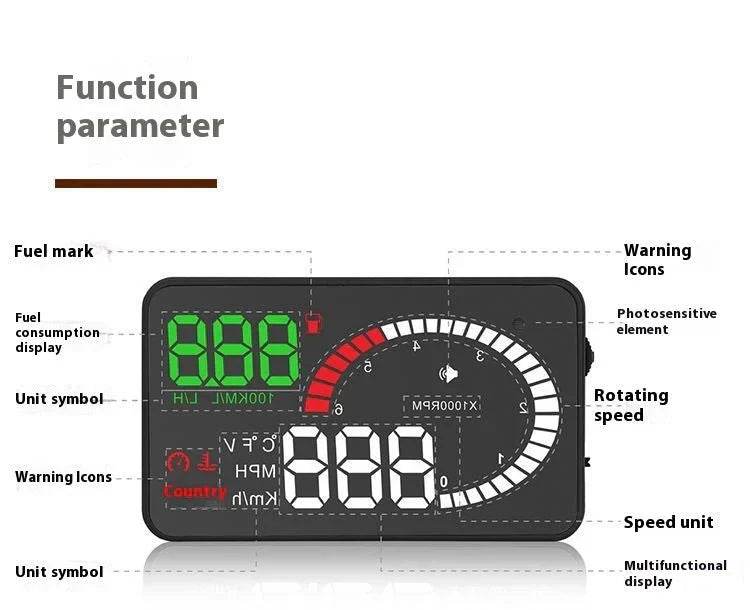 car mounted hud head up display fuel consumption voltage projector