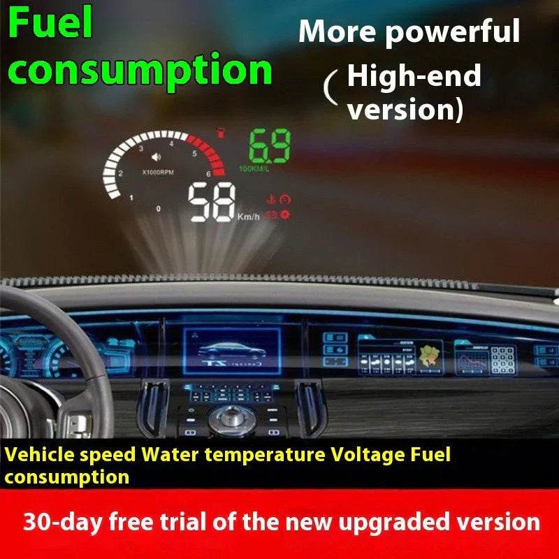 car mounted hud head up display fuel consumption voltage projector