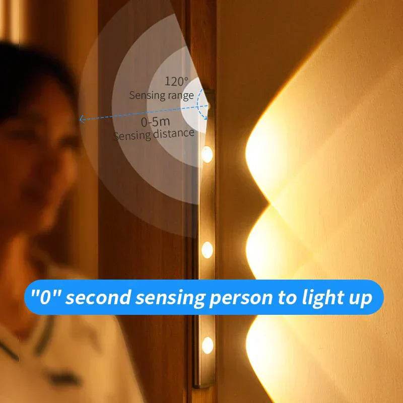 motion sensor lamp under the cabinet dimmable cabinet lamp rechargeable magnetic suction installation kitchen night light wardrobe lamp