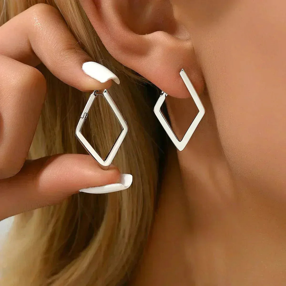 simple geometric quadrilateral design earrings