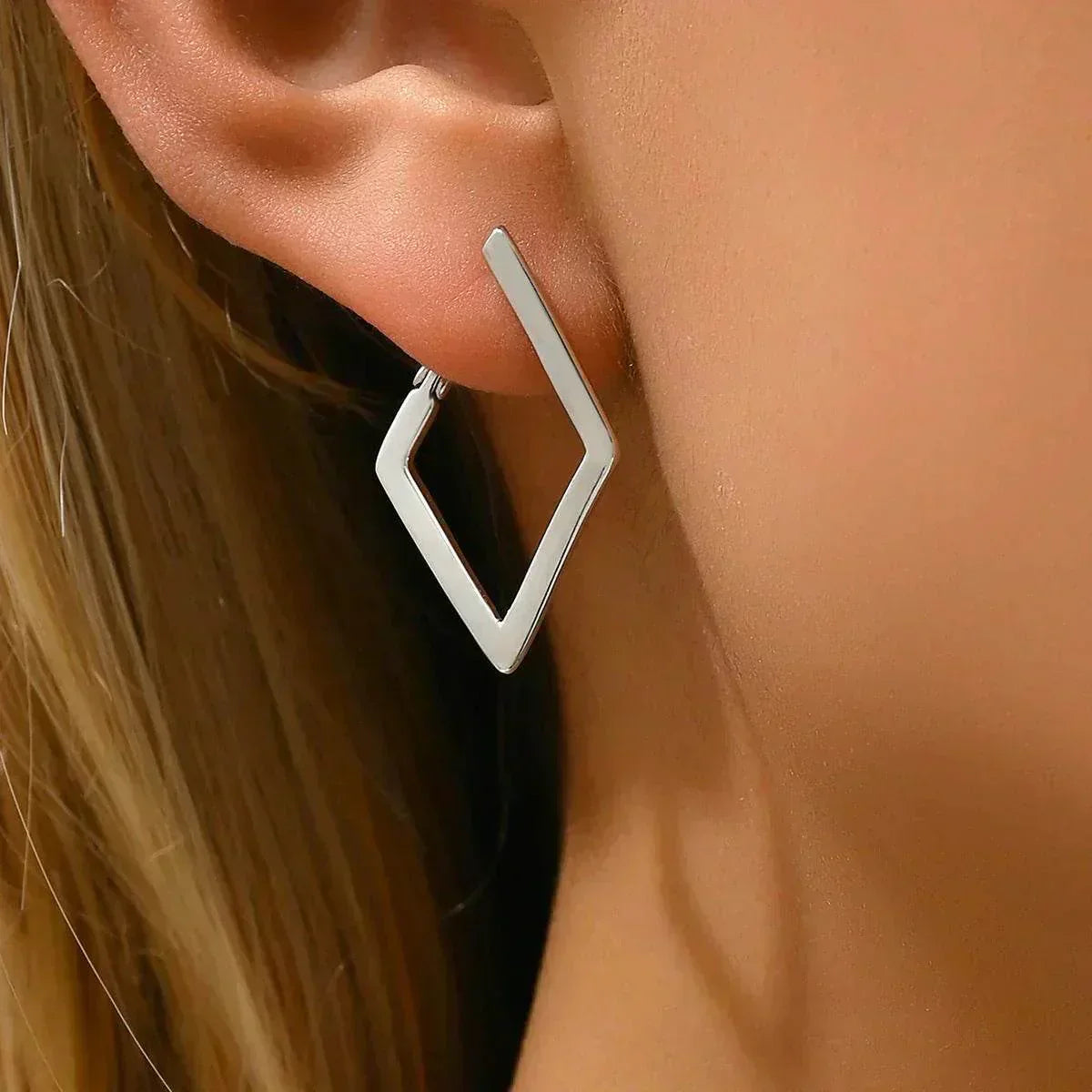 simple geometric quadrilateral design earrings