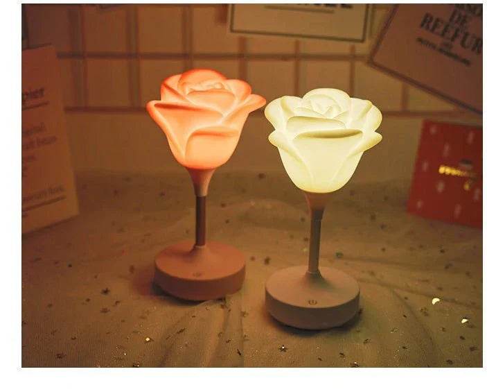 touch rose usb night light creative bedroom silicone