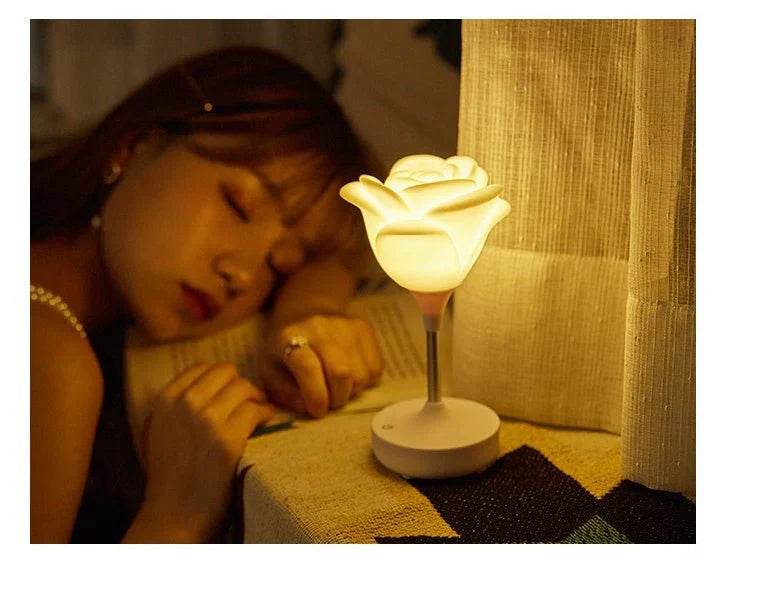 touch rose usb night light creative bedroom silicone